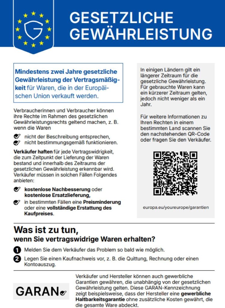 Gewährleistungslabel der EU